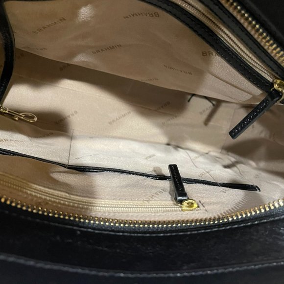 Brahmin ROBIN Leather Satchel Black Topsail Handbag Interchangeable Flaps X 2 - Picture 12 of 12